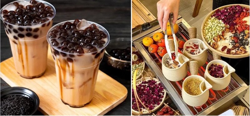 trà sữa và topping